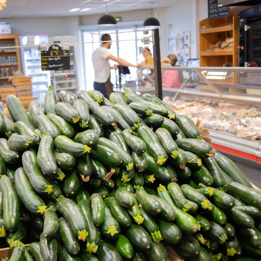 Les courgettes du jour sur l&rsquo;étal de légumes
